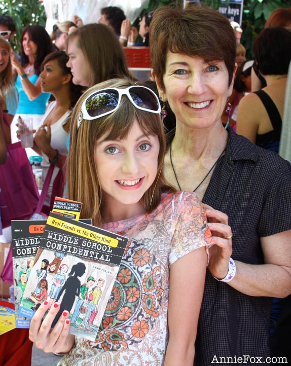 Annie Fox and Allisyn Ashley Arm with the Middle School Confidential books